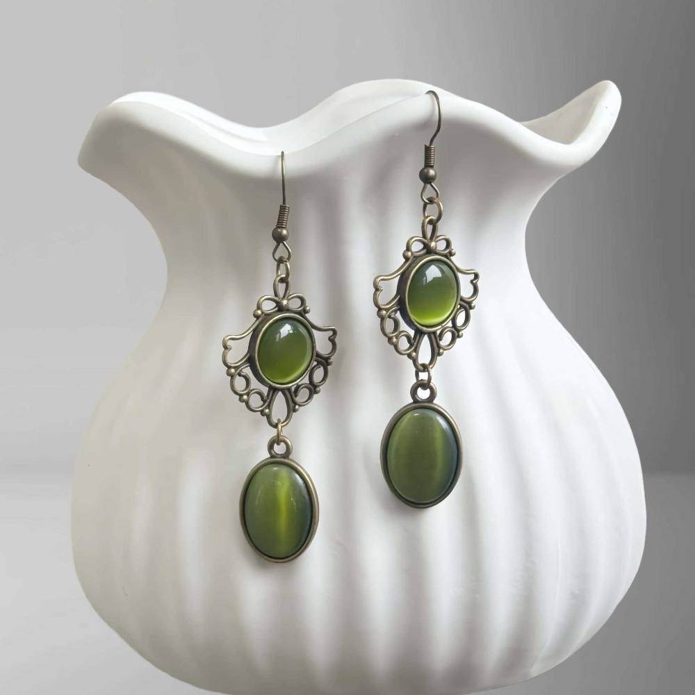 Women'S Victorian Era Accessories - Brincos Pendentes de Renda Vazada Verde