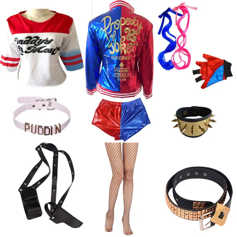 Women'S Harley Quinn Accessories - Anime cosplay meninas mulheres quinn traje