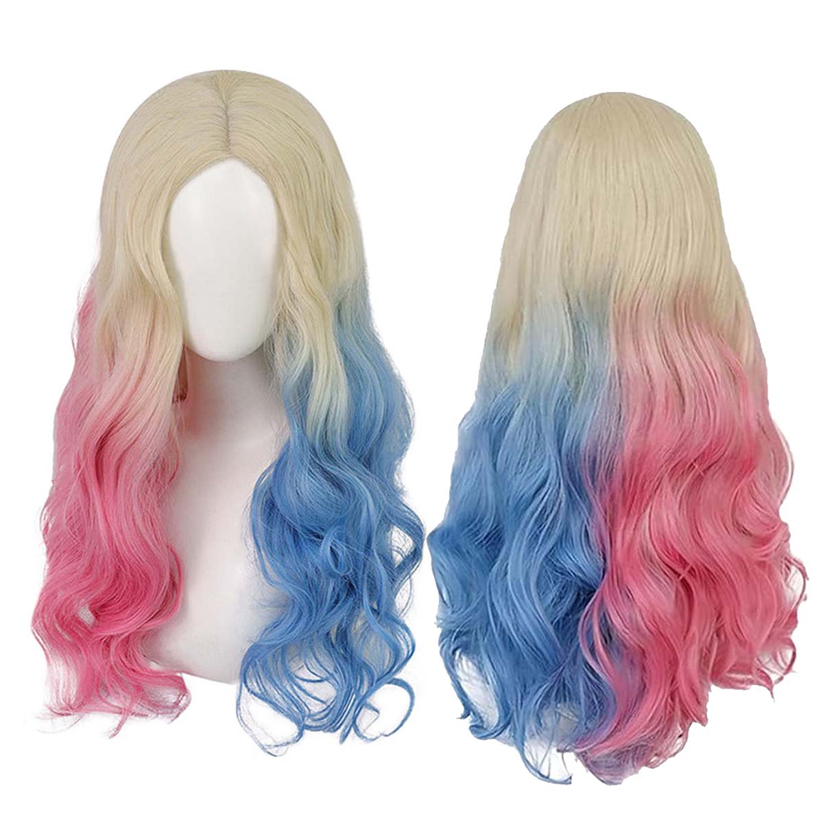 Women'S Harley Quinn Accessories - Peruca Sintética Longa Ondulada Azul e