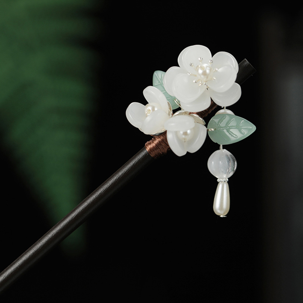 Pearl Hair Pin - Flor retro hairpin com pérola sândalo