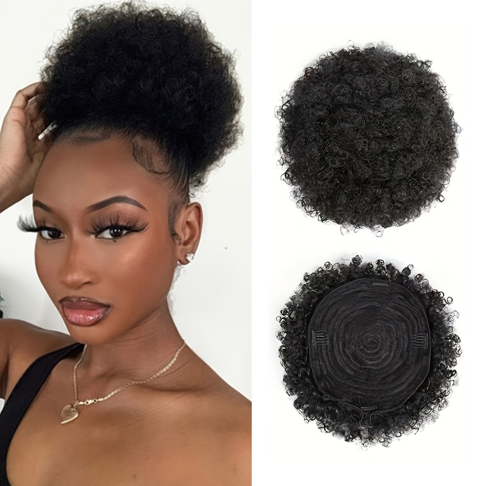 Women Accessories India - Afro kinky puffs 100% cabelo humano