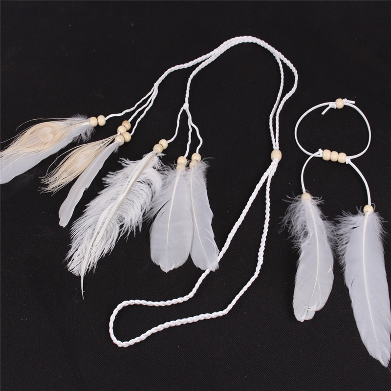 Handmade White Feather Headban - Women Accessories India avaliação e preço