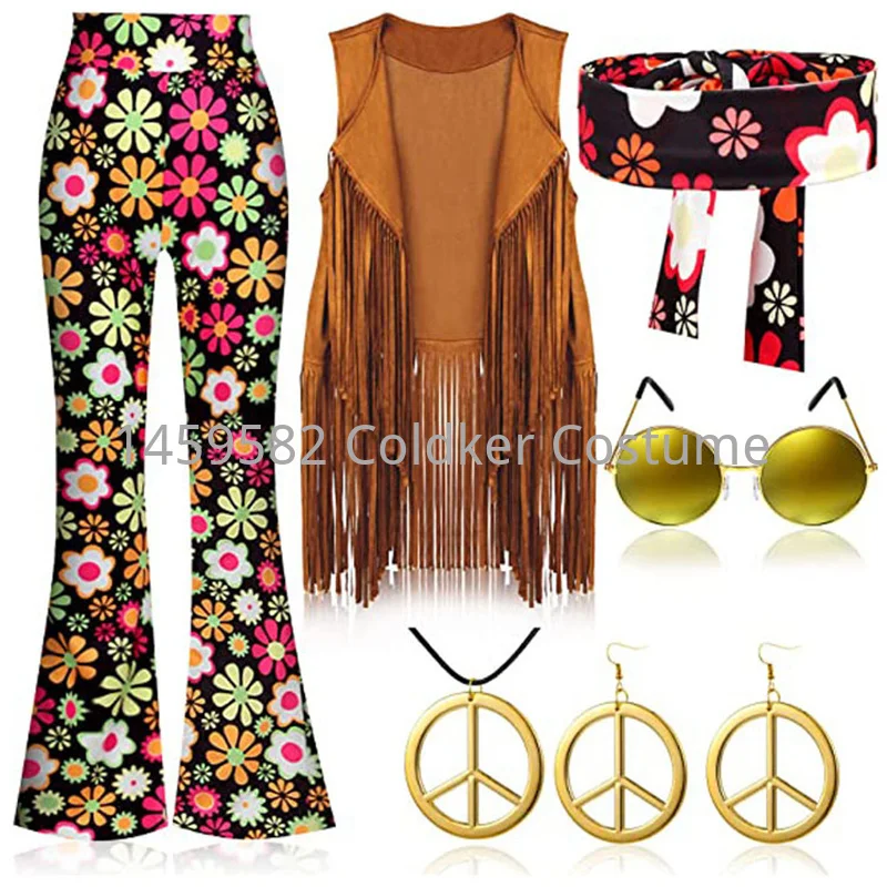 Traje hippie feminino paz amor - Women'S Accessories In The 60S avaliação e preço