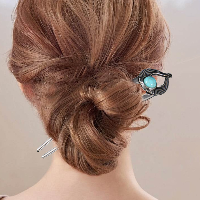 Egito turquesa u forma garfo d - Pearl Hair Pin avaliação e preço