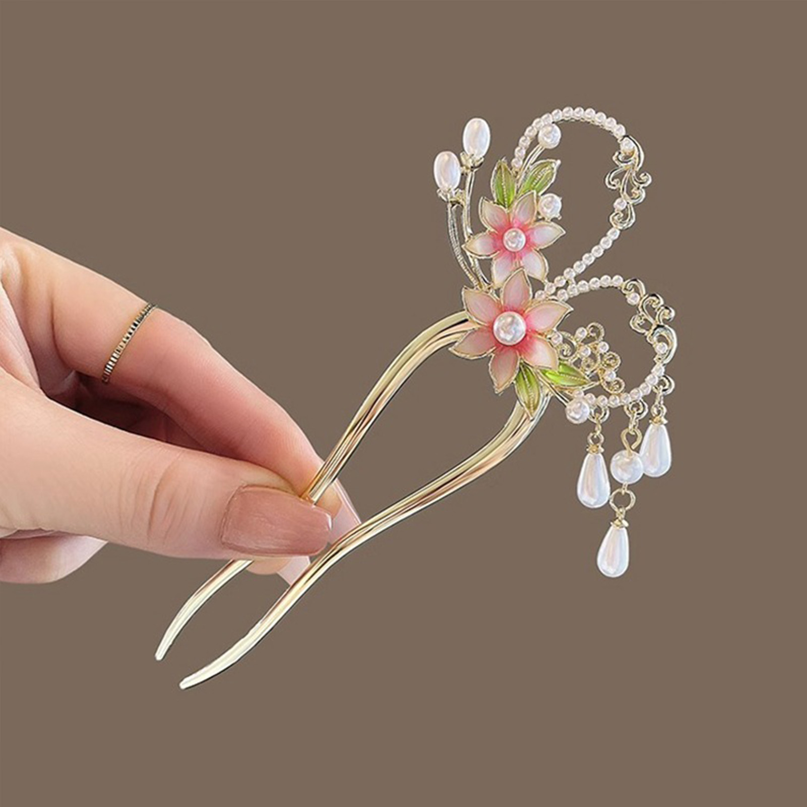 Elegante rosa flor pino de cab - Pearl Hair Pin avaliação e preço