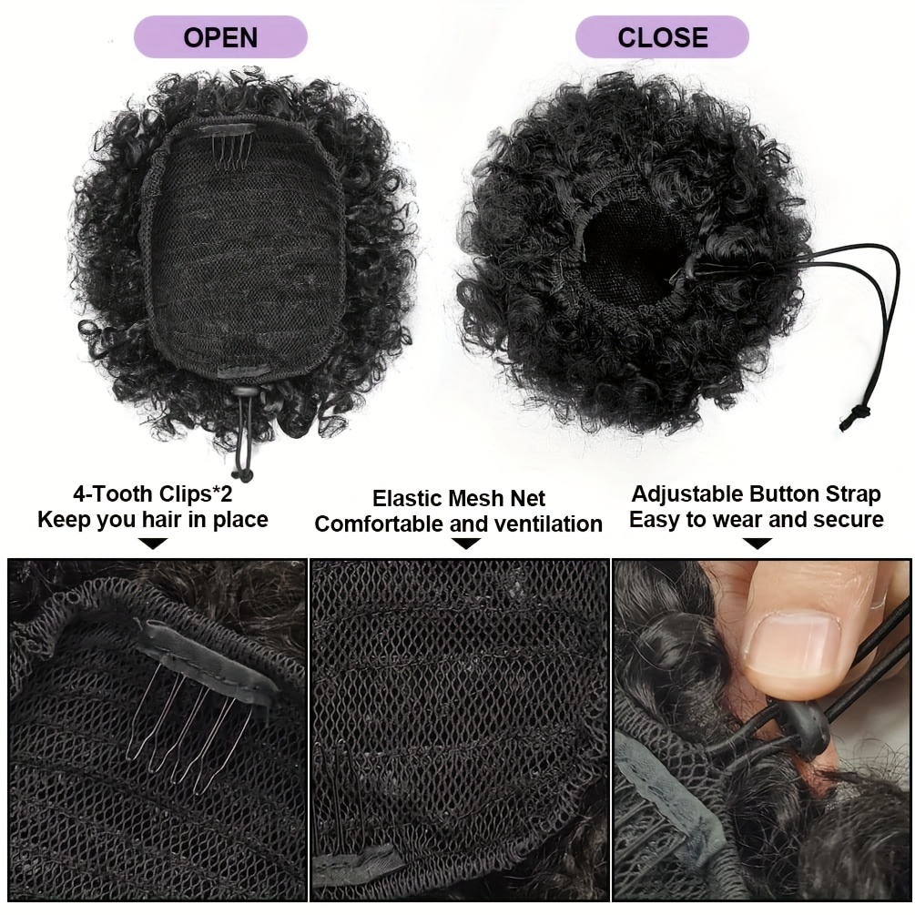 Afro kinky puffs 100% cabelo h - Women Accessories India avaliação e preço